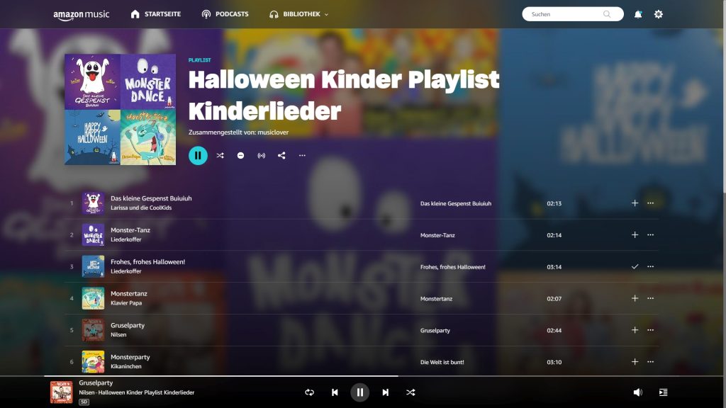 Halloween Lieder für Kinder, Playlist mit Kinderliedern zu Halloween